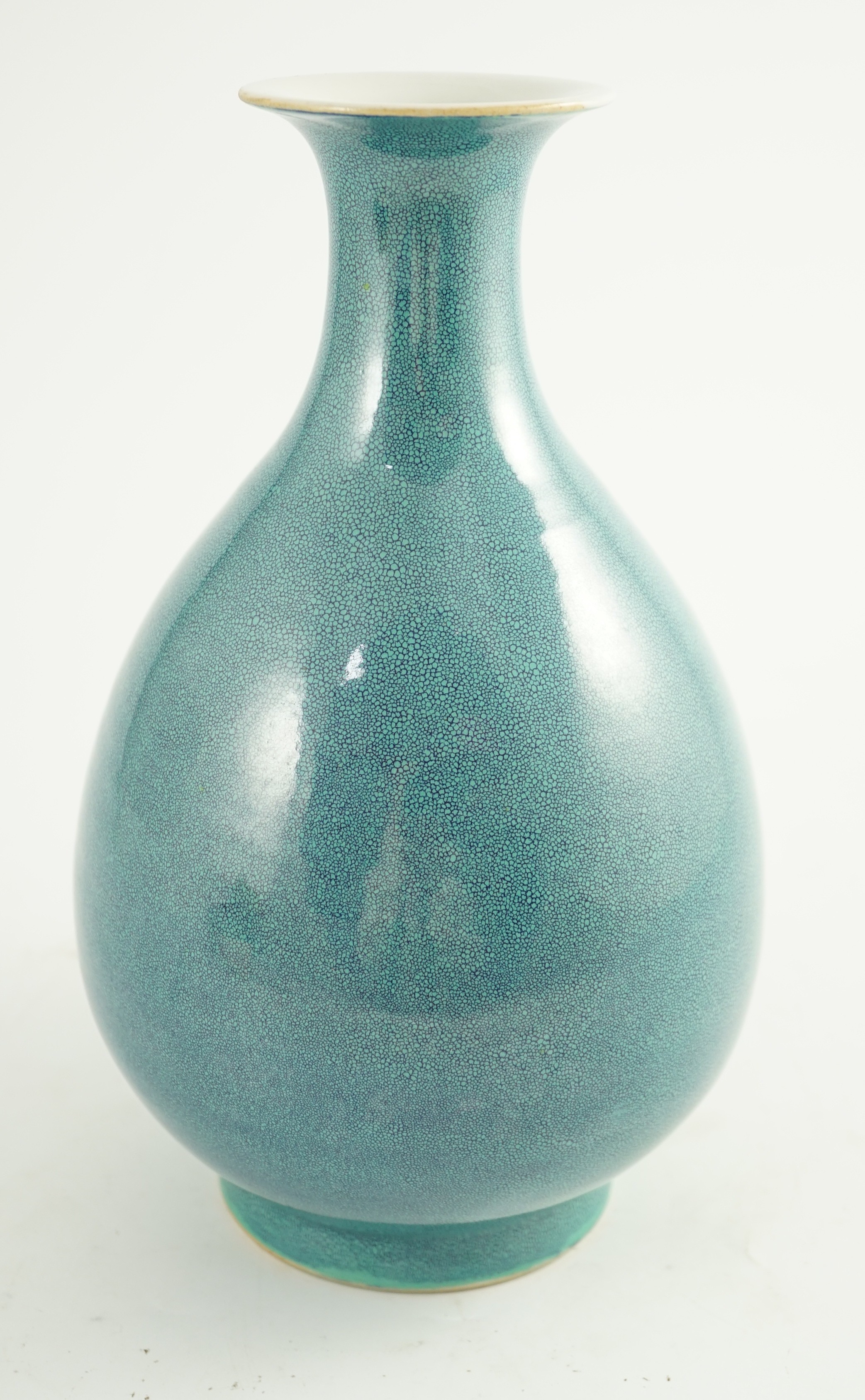 A Chinese robin’s egg glazed pear shaped vase, yuhuchunping, Guangxu mark, 28.5cm high
